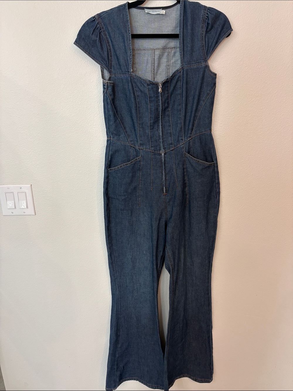 Avec Les Filles Denim Corset Wide-Leg Jumpsuit — Size 8